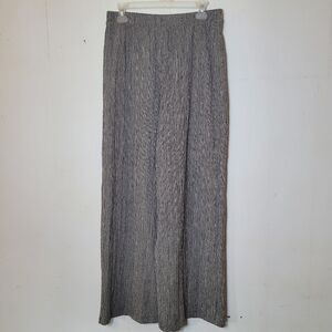 Zara Plisse Black And White Wide Leg Pants Size Large